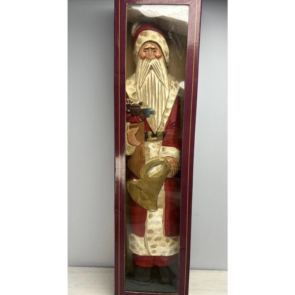 Grandeur Noel 1920 Holland Santa Carved Wood 15.5" Christmas 1994 Boxed